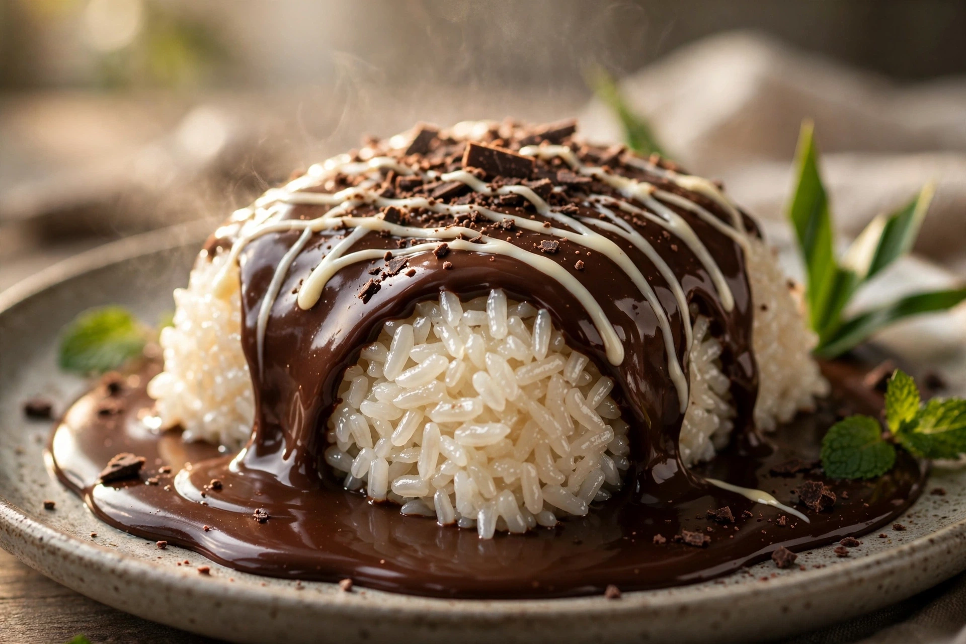 Ketan Cokelat — ketan dengan saus cokelat