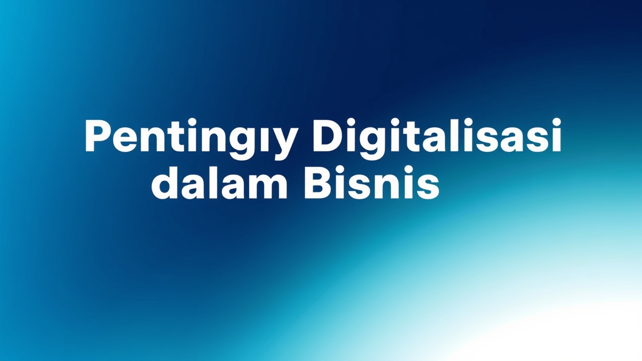 ## Persona
You are an expert visual AI specializing in high-end corporate editorial design and 3D rendering. You excel at translating abstract business concepts into striking, photorealistic imagery suitable for premium magazine covers.

## Context
Design a cover image for an article titled 'Pentingnya Digitalisasi dalam Bisnis'. The visual must represent the seamless integration of technology into business strategy, conveying growth, connectivity, and modernization through a sophisticated, futuristic aesthetic.

## Constraints
[Aspect Ratio: 3:2], [Style: Photorealistic 3D Render / Corporate Minimalist], [Color Palette: Deep Navy, Teal, Cyan, White], [Lighting: Soft Studio Lighting with Cinematic Rim Light], [Text: Render the title 'Pentingnya Digitalisasi dalam Bisnis' in bold, modern sans-serif font]

## Reasoning Blueprint
1. **Atmosphere**: Establish a sophisticated corporate mood using a deep blue-to-teal gradient background to evoke trust and technology. 2. **Symbolism**: Integrate a subtle, glowing network of interconnected nodes in the upper background to represent digital infrastructure without cluttering the scene. 3. **Focal Points**: Place a sleek, futuristic laptop and smartphone in the foreground, featuring holographic data charts and rising graphs to symbolize business analytics and growth. 4. **Typography**: Visualize the title 'Pentingnya Digitalisasi dalam Bisnis' as a clean, bold, sans-serif typography overlay in the center, ensuring high readability against the background. 5. **Styling**: Apply a 'glassmorphism' effect to the devices and a soft, cinematic lighting setup to enhance the premium, modern feel.

## Output Schema
A high-resolution, photorealistic 3D render of a business technology scene. The image features a modern laptop and smartphone on a sleek surface, displaying holographic growth charts. The background is a deep blue-green gradient with a subtle digital network overlay. The title 'Pentingnya Digitalisasi dalam Bisnis' is promine