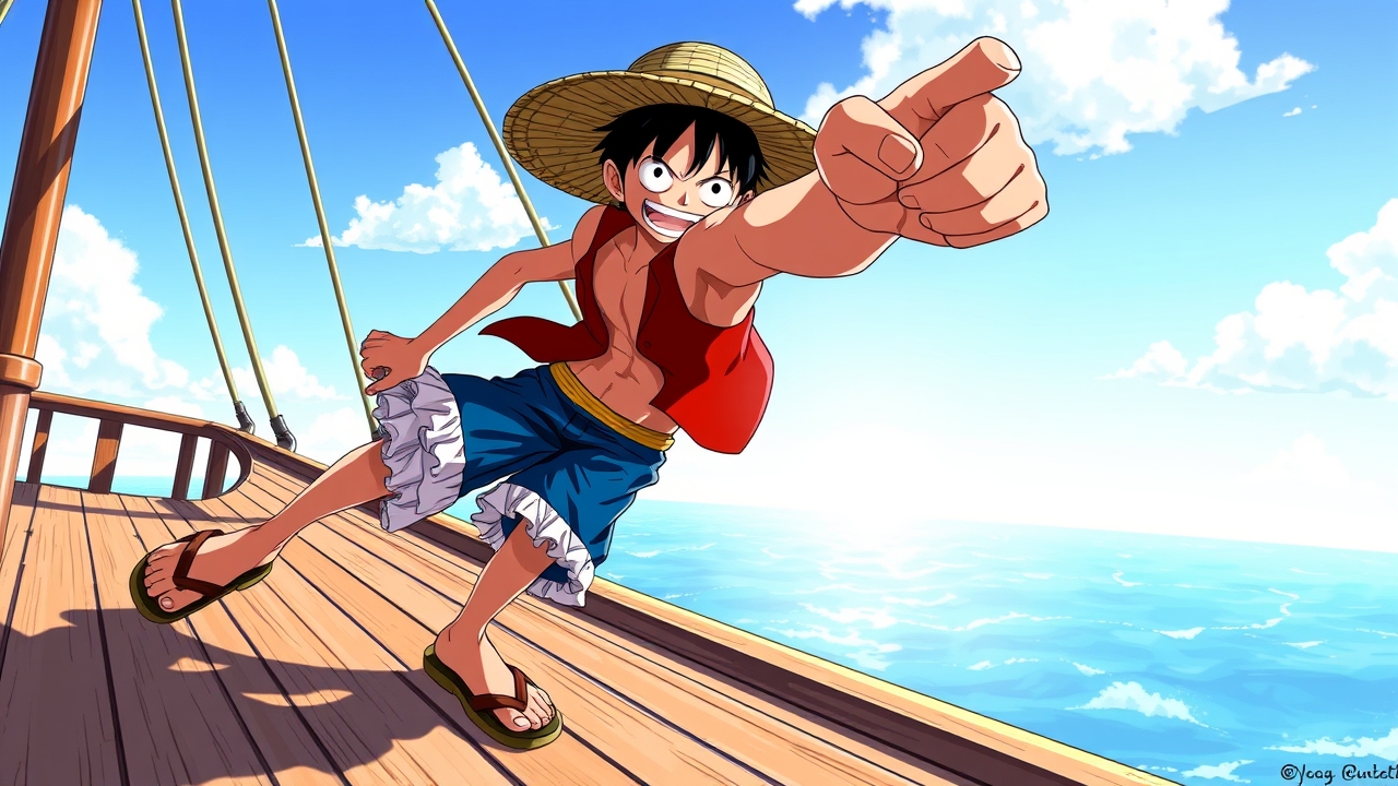 ## Persona
Senior Concept Artist / Anime Illustrator

## Context
Construct a visually striking prompt for Monkey D. Luffy, emphasizing dynamic action, vibrant shonen aesthetics, and high-fidelity rendering for an AI image generator.

## Constraints
Subject: Monkey D. Luffy. Pose: Dynamic stretching punch (Gum-Gum Pistol). Attire: Straw hat (no logo), red vest, blue shorts, sandals. Setting: Wooden ship deck, ocean horizon, clear sky. Style: High-quality shonen anime, cel-shaded, vibrant colors, sharp linework. Lighting: Bright daylight with rim lighting. Negative: Text, logos, watermarks, blurry details, realistic skin texture.

## Reasoning Blueprint
1. Identify Subject: Monkey D. Luffy. 2. Define Action: Elongated arm thrust forward to visualize the 'Gum-Gum' ability. 3. Detail Attire: Specify straw hat, red vest, blue shorts, sandals for accuracy. 4. Set Scene: Wooden deck and ocean to establish the pirate setting. 5. Style: Use 'shonen anime' and 'cel-shaded' to target the specific visual language of the source material. 6. Lighting: Bright daylight with rim light to separate subject from background. 7. Synthesize: Combine into a dense, descriptive prompt optimized for visual fidelity.

## Output Schema
Monkey D. Luffy executing a powerful Gum-Gum pistol punch, elongated arm thrust forward, wearing a straw hat, red vest, blue shorts, and sandals, determined expression, standing on a wooden ship deck with ocean background, vibrant shonen anime style, cel-shaded, crisp outlines, saturated colors, dramatic lighting, 8k resolution, no text, no logos.

## Edge Triggers
If the straw hat displays a smiley face or text, render it as a plain straw texture. If the deck shows a ship name, replace with wood grain., cute 8k toy figure, plastic collectible, studio product photo, macro detail, cinematic lighting, dramatic atmosphere, film still, shallow depth of field, cyberpunk style, neon lights, futuristic city night, high contrast