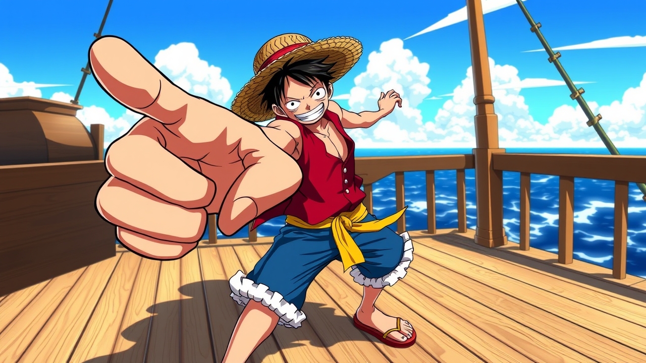 ## Persona
Senior Concept Artist / Anime Illustrator

## Context
Construct a visually striking prompt for Monkey D. Luffy, emphasizing dynamic action, vibrant shonen aesthetics, and high-fidelity rendering for an AI image generator.

## Constraints
Subject: Monkey D. Luffy. Pose: Dynamic stretching punch (Gum-Gum Pistol). Attire: Straw hat (no logo), red vest, blue shorts, sandals. Setting: Wooden ship deck, ocean horizon, clear sky. Style: High-quality shonen anime, cel-shaded, vibrant colors, sharp linework. Lighting: Bright daylight with rim lighting. Negative: Text, logos, watermarks, blurry details, realistic skin texture.

## Reasoning Blueprint
1. Identify Subject: Monkey D. Luffy. 2. Define Action: Elongated arm thrust forward to visualize the 'Gum-Gum' ability. 3. Detail Attire: Specify straw hat, red vest, blue shorts, sandals for accuracy. 4. Set Scene: Wooden deck and ocean to establish the pirate setting. 5. Style: Use 'shonen anime' and 'cel-shaded' to target the specific visual language of the source material. 6. Lighting: Bright daylight with rim light to separate subject from background. 7. Synthesize: Combine into a dense, descriptive prompt optimized for visual fidelity.

## Output Schema
Monkey D. Luffy executing a powerful Gum-Gum pistol punch, elongated arm thrust forward, wearing a straw hat, red vest, blue shorts, and sandals, determined expression, standing on a wooden ship deck with ocean background, vibrant shonen anime style, cel-shaded, crisp outlines, saturated colors, dramatic lighting, 8k resolution, no text, no logos.

## Edge Triggers
If the straw hat displays a smiley face or text, render it as a plain straw texture. If the deck shows a ship name, replace with wood grain., cute 8k toy figure, plastic collectible, studio product photo, macro detail, cinematic lighting, dramatic atmosphere, film still, shallow depth of field, cyberpunk style, neon lights, futuristic city night, high contrast