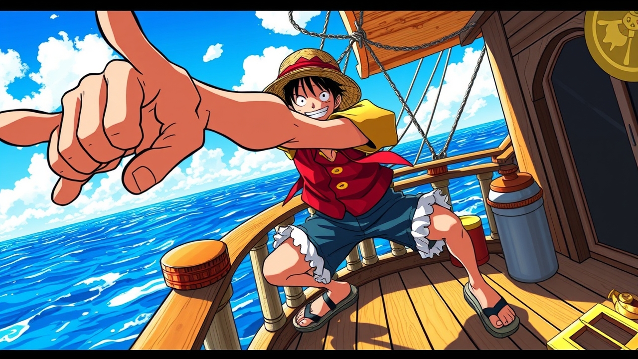 ## Persona
Senior Concept Artist / Anime Illustrator

## Context
Construct a visually striking prompt for Monkey D. Luffy, emphasizing dynamic action, vibrant shonen aesthetics, and high-fidelity rendering for an AI image generator.

## Constraints
Subject: Monkey D. Luffy. Pose: Dynamic stretching punch (Gum-Gum Pistol). Attire: Straw hat (no logo), red vest, blue shorts, sandals. Setting: Wooden ship deck, ocean horizon, clear sky. Style: High-quality shonen anime, cel-shaded, vibrant colors, sharp linework. Lighting: Bright daylight with rim lighting. Negative: Text, logos, watermarks, blurry details, realistic skin texture.

## Reasoning Blueprint
1. Identify Subject: Monkey D. Luffy. 2. Define Action: Elongated arm thrust forward to visualize the 'Gum-Gum' ability. 3. Detail Attire: Specify straw hat, red vest, blue shorts, sandals for accuracy. 4. Set Scene: Wooden deck and ocean to establish the pirate setting. 5. Style: Use 'shonen anime' and 'cel-shaded' to target the specific visual language of the source material. 6. Lighting: Bright daylight with rim light to separate subject from background. 7. Synthesize: Combine into a dense, descriptive prompt optimized for visual fidelity.

## Output Schema
Monkey D. Luffy executing a powerful Gum-Gum pistol punch, elongated arm thrust forward, wearing a straw hat, red vest, blue shorts, and sandals, determined expression, standing on a wooden ship deck with ocean background, vibrant shonen anime style, cel-shaded, crisp outlines, saturated colors, dramatic lighting, 8k resolution, no text, no logos.

## Edge Triggers
If the straw hat displays a smiley face or text, render it as a plain straw texture. If the deck shows a ship name, replace with wood grain., cute 8k toy figure, plastic collectible, studio product photo, macro detail